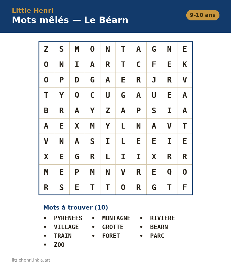Mots mêlés — Le Béarn