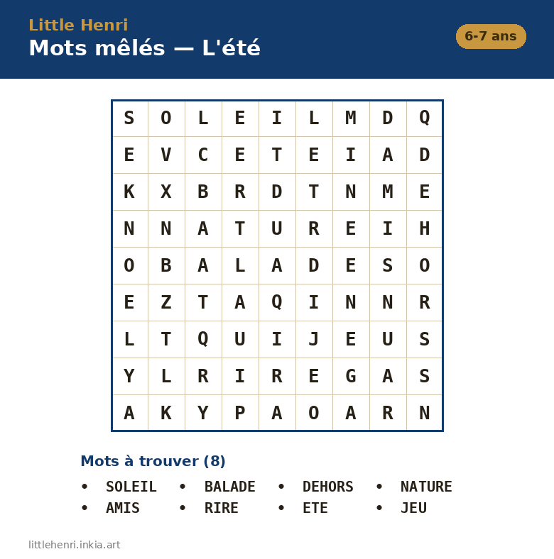 Mots mêlés — L'été